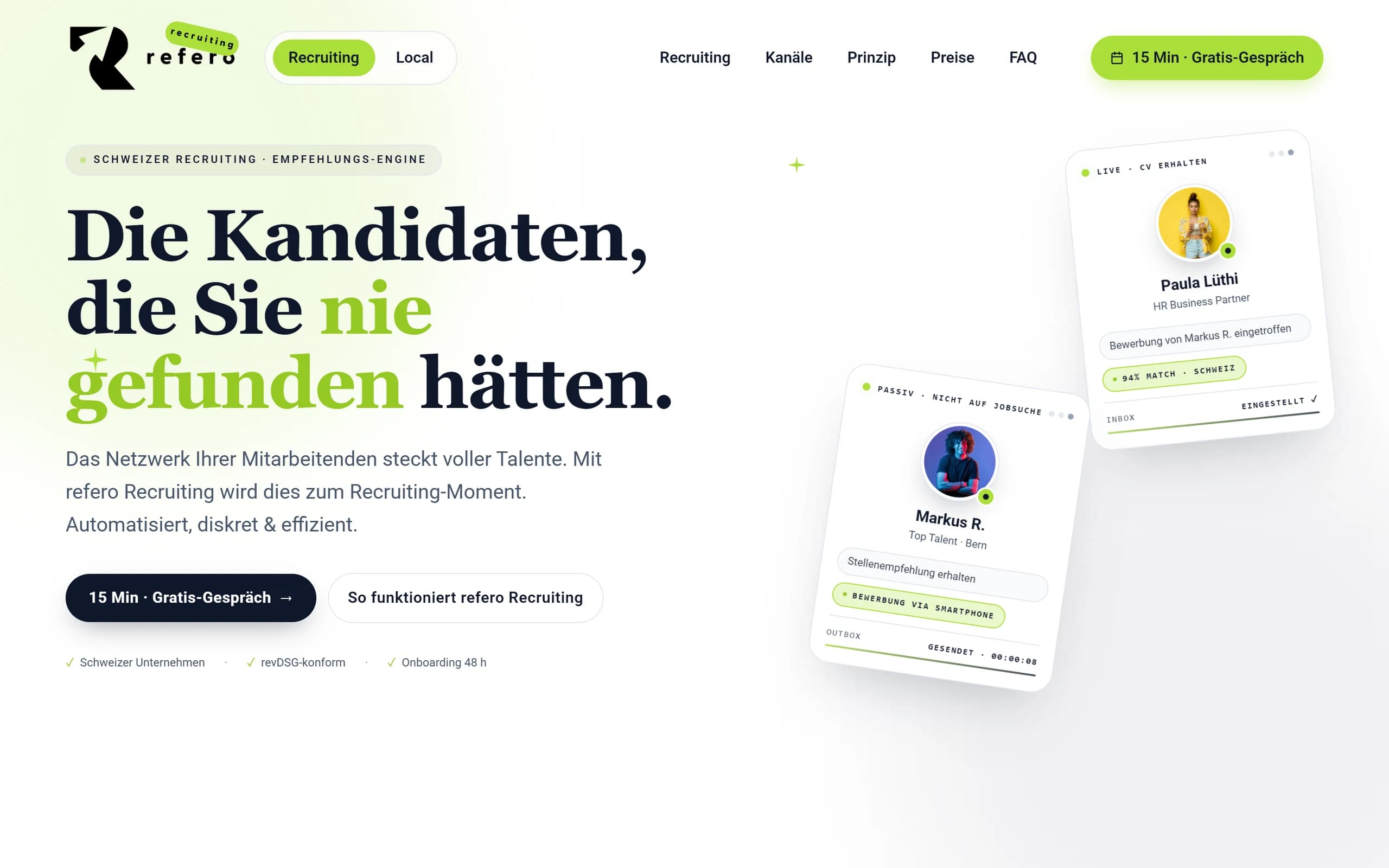 Produktansicht von refero Recruiting
