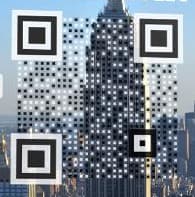 Secure QR Code mit einer Hochhausaufnahme als Codefläche